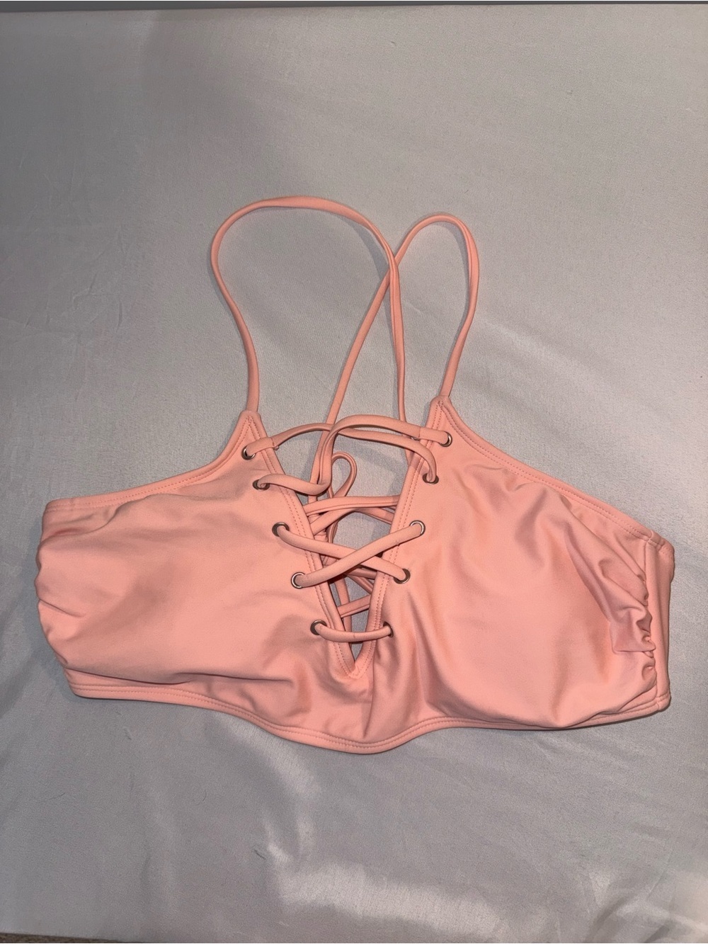 Xhilaration Women Lace-Up Bikini Swimwear Top in Light Pink Size XL
